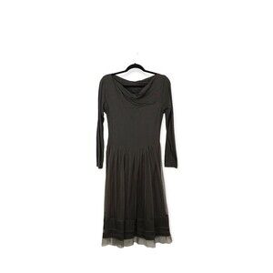 Lunn by Lilith Brown Long Sleeve Cowl Neck Women's Size 0 Tulle Wool Midi Dress